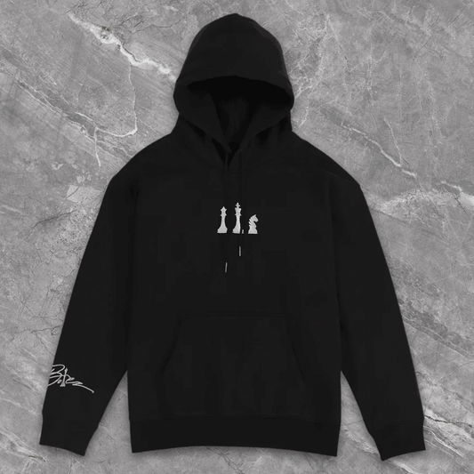 Heavyweight Black Hoodie w/ Silver Embroidery